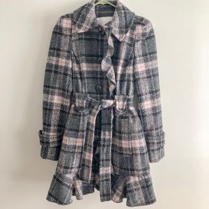 Jessica Simpson Plaid Wool Blend Coat